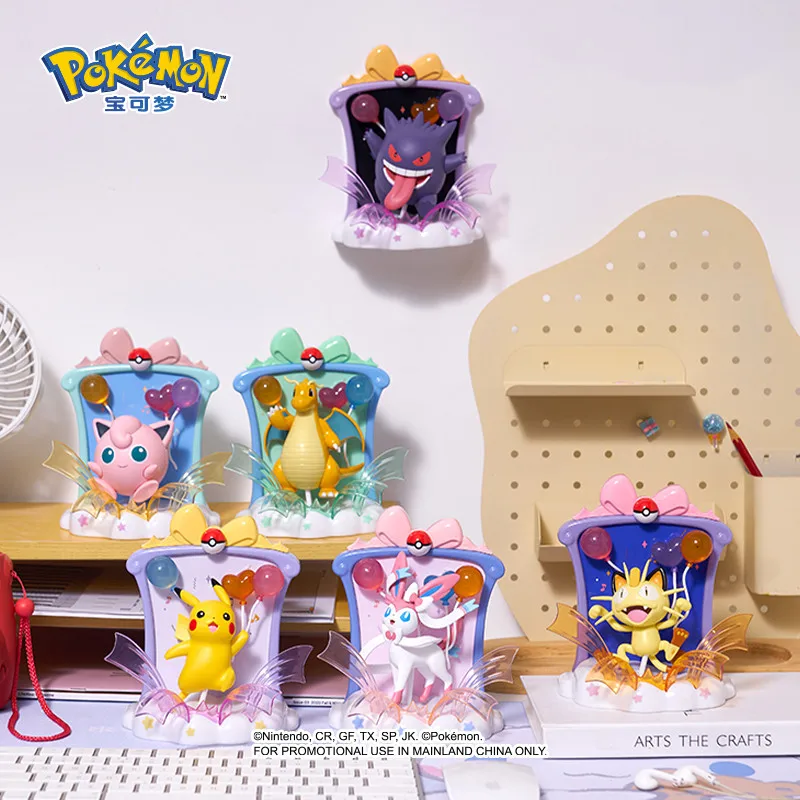 Pokemon klocki do budowy Happy Party ramka na zdjęcia Sylveon Pikachu Gengar Meowth Jigglypuff model łączenia prezent urodzinowy dla dzieci