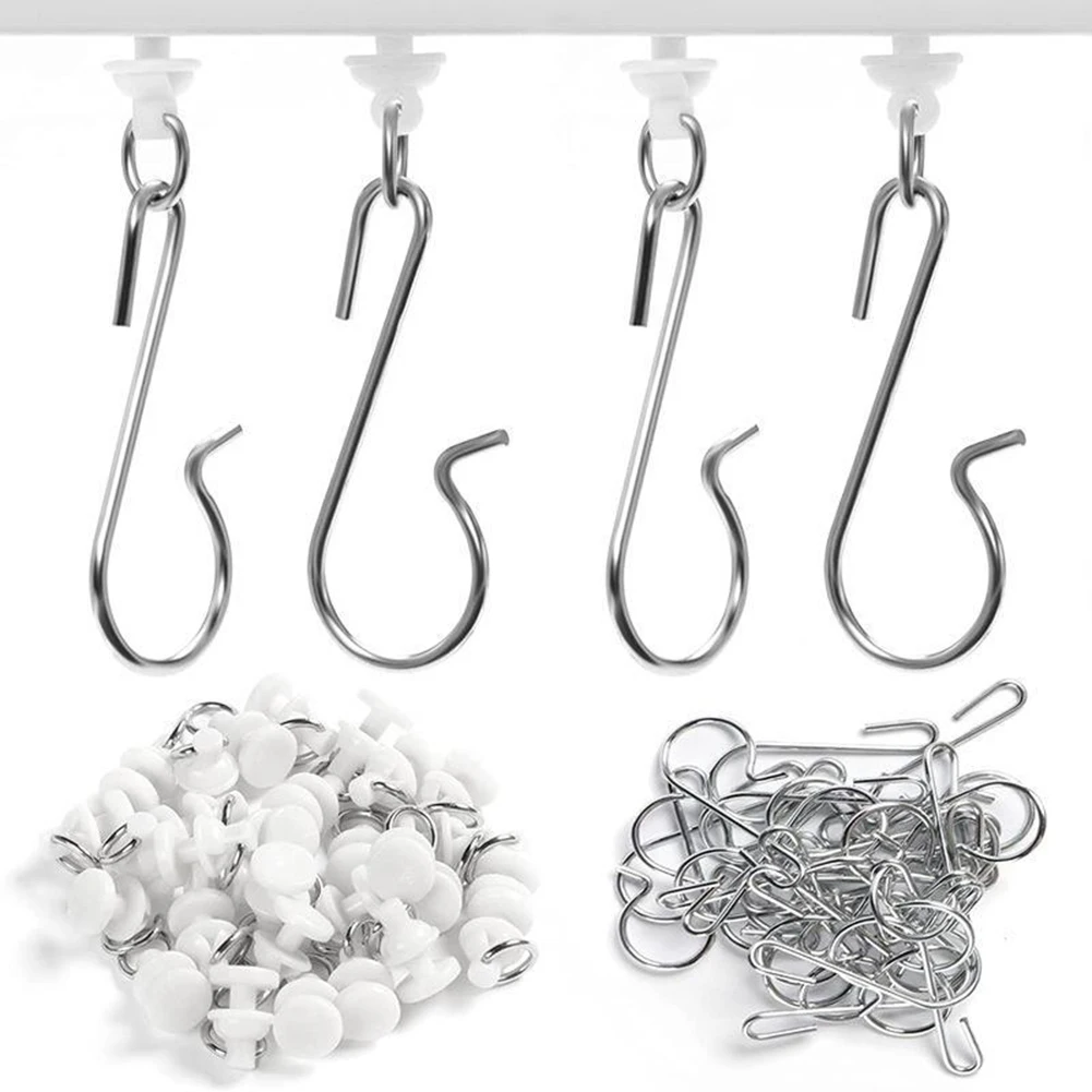 60 Curtain Pulley Hook Set with Metal and Plastic Build for Silent and Efficient Curtain Track Operation Across Multiple Styles