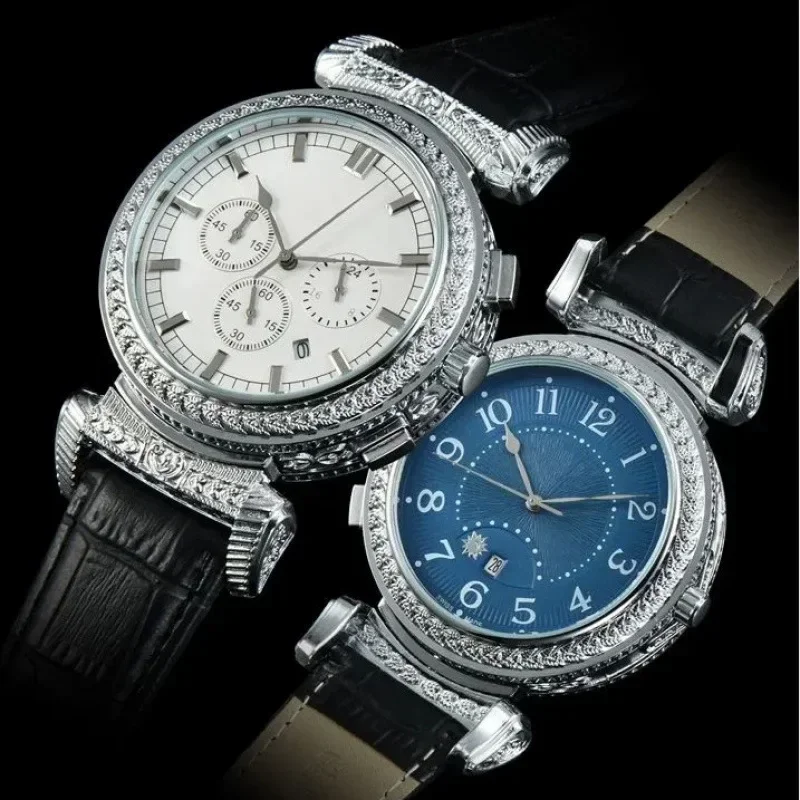 2025 Luxury Brand Multifunctional Chronograph Quartz Watch for Men Sports Waterproof Leather Strap Fashion Men's Watch AAA+