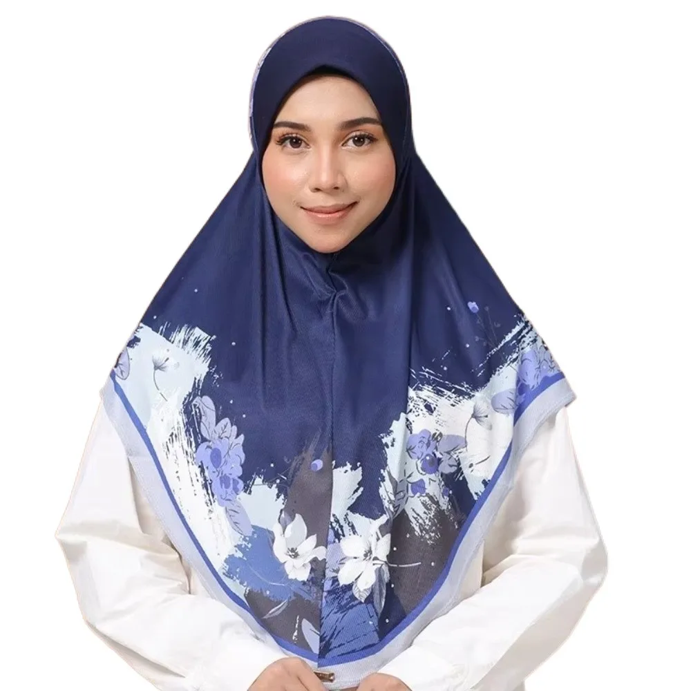 

Цветочный тюрбан на Ид аль-Фитр, длинный, с цветочным принтом, регулируемый, из шифона, для арабских женщин, в разных цветах, эластичный, повседневный головной убор