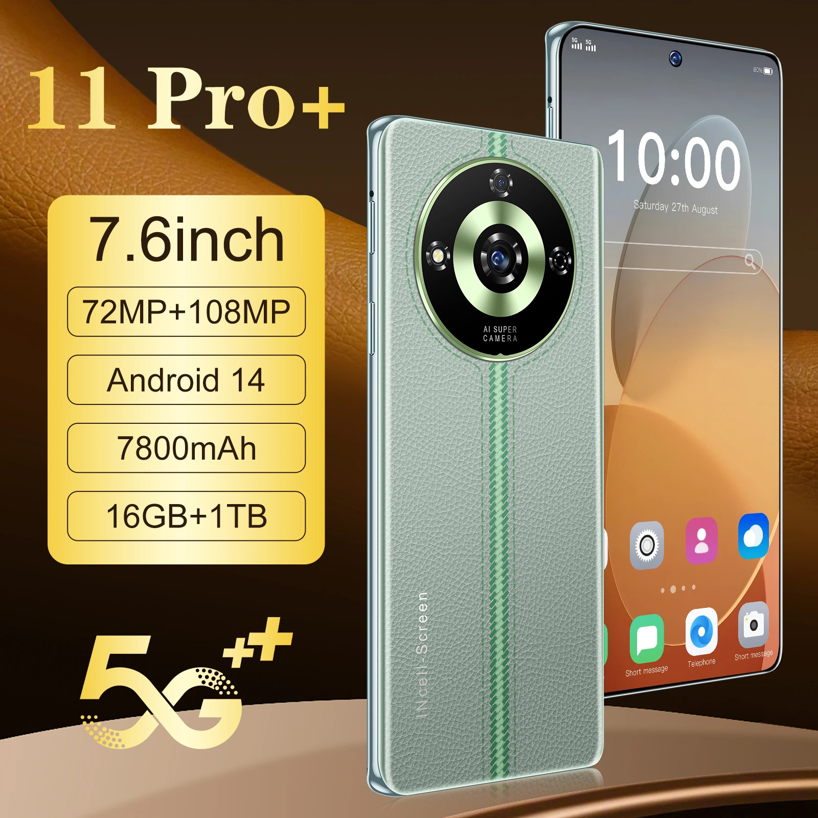 

2025 Original 11 Pro Smartphone 5G 7.6 inch HD Screen 7800mAh Snapdragon 8 gen3 Camera 108MP Android 14.0 Unlocked celular