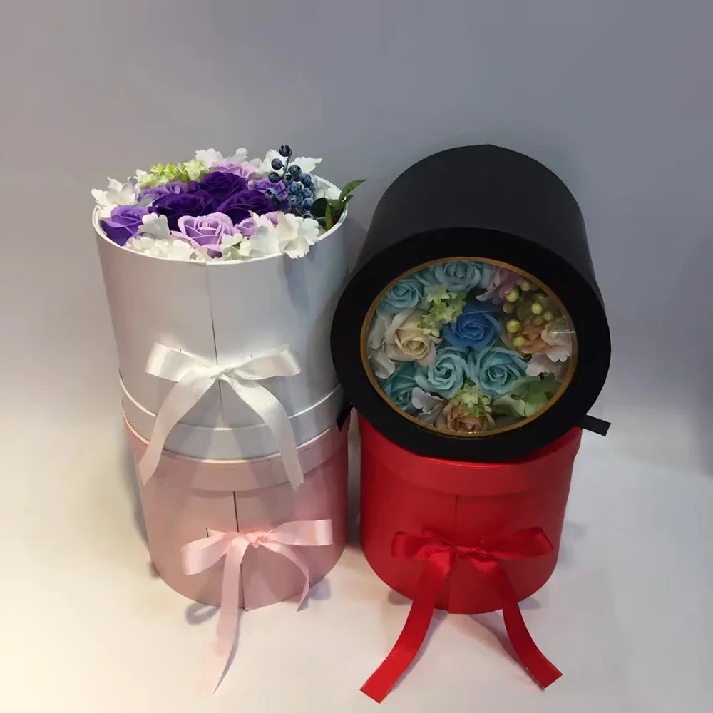 

Round Double-Layer Rotating Gift Box Flower Pot Preserved Fresh Flower Wholesale Valentine's day box Party Christmas Wedding