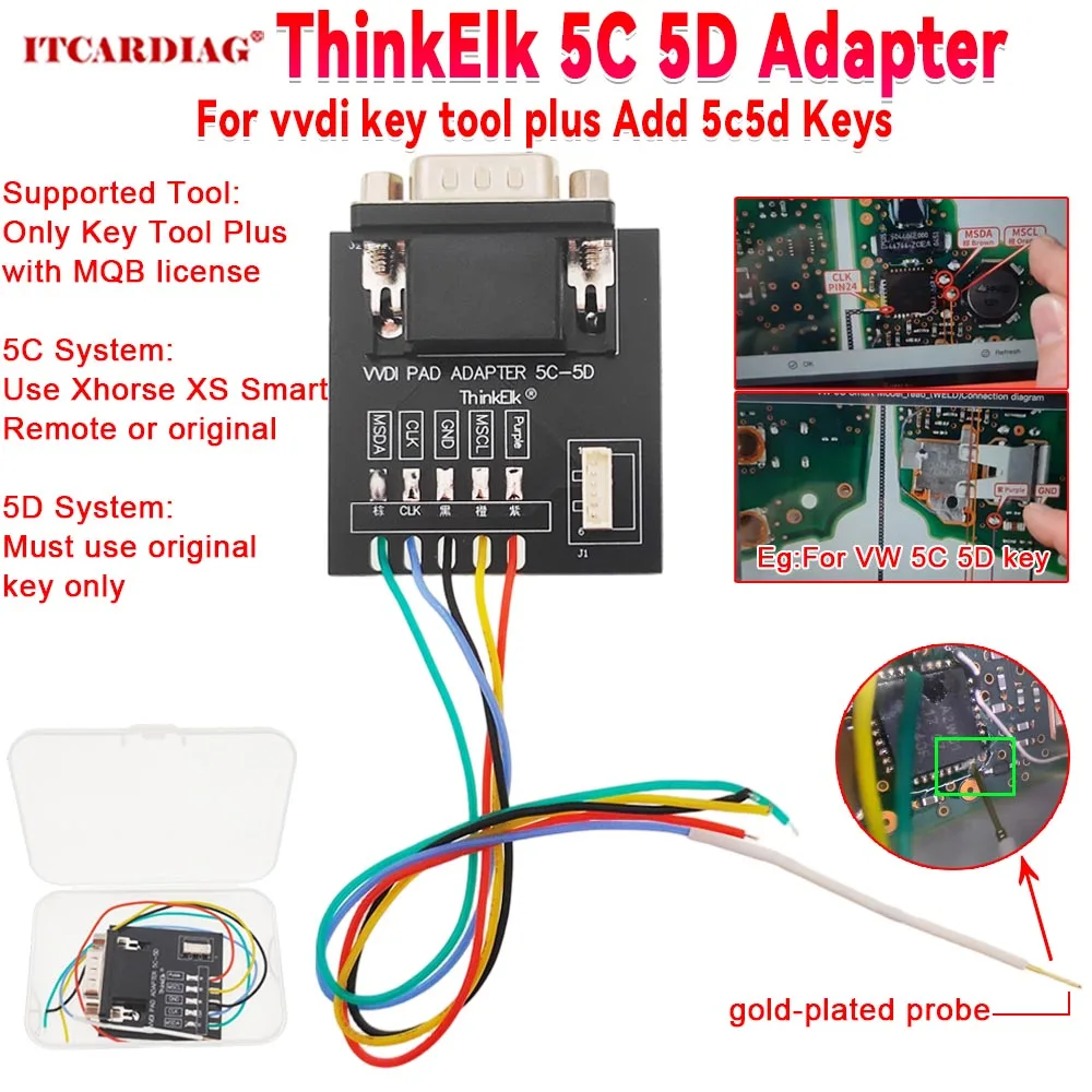 

New Update ThinkElk 5C 5D Adapter Exclusive For VVDI Key Tool Plus Add 5c 5d Keys to read V-w Au-di MQB49 5C5D Key Data