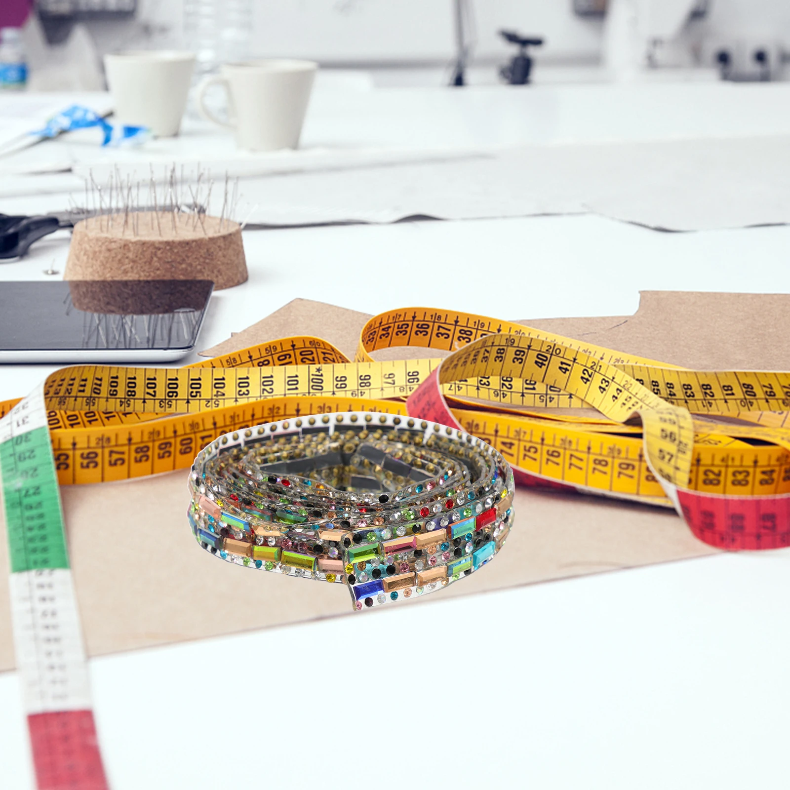 

Self Adhesive Rhinestone Ribbon Exquisite Clothing Trim Wear-Resistant Cuttable Craft Material High-Temperature Hot Melt Design