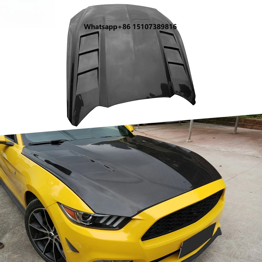 

AC Style Carbon Fiber Front Engine Hood Bonnet Cover for Mustang 2015-2017 Front Hood Replacement Car Styling