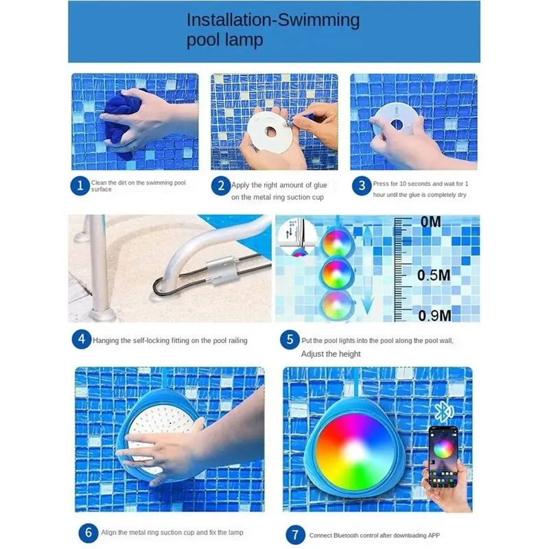 [NEWA76K!】 Led Swimming Pool With Remote Control Color Changing 12V Pool Lights Waterproof Light EU Plug