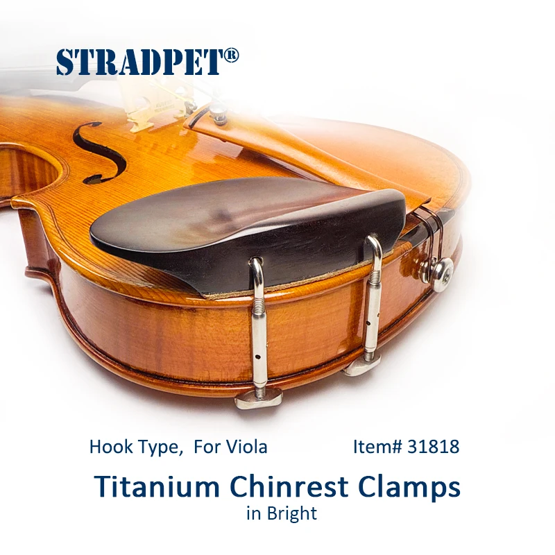 STRADPET Hook Type Titanium Chinrest Clamps, in Bright or Gun Gray, Refined or Common Versions Option, for Viola