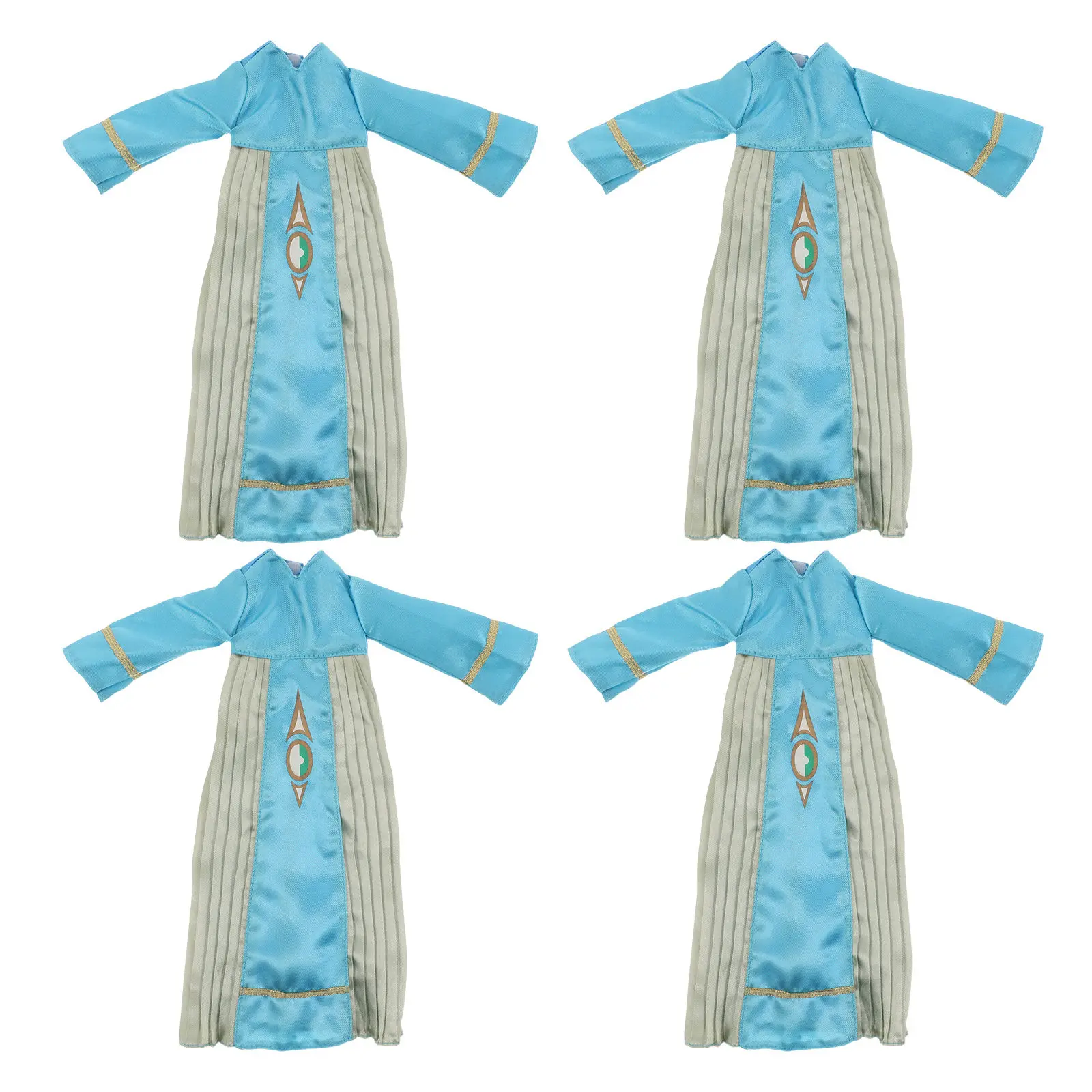 

4Pcs Islamic Baby Blue Thobe Clothes Set for 11 Inch Modest Arabic Eid Outfit Wardrobe Muslim Dress-Up Accessories