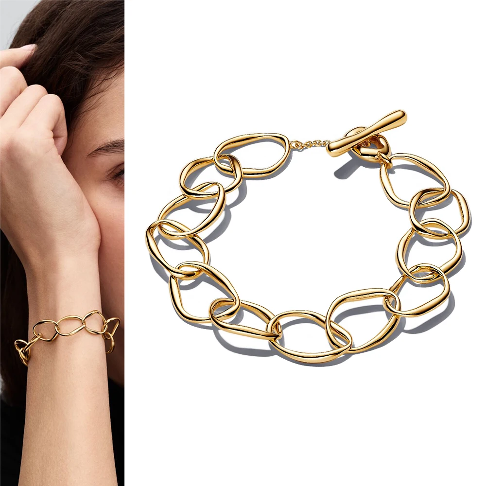 

925 Sterling Silver Arc Circular Multi Circle Organic Bracelet Ladies' Fashion Charm Jewelry Accessories