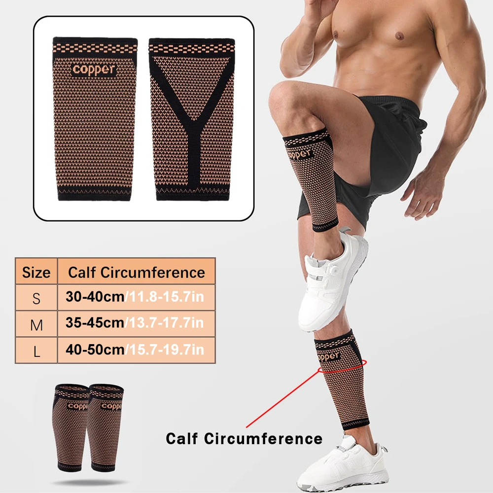 1PCS Copper Calf Compression Sleeves for Men & Women, Sports Compression Leg Sleeves for Shin Splints & Running Recovery