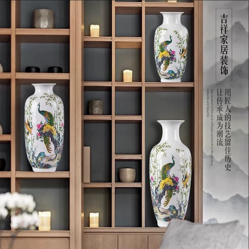 Jingdezhen Ceramic Vase Ornaments, Living Room Flower Arrangement, Antique Home Decor, Light Luxury Decoration Ornaments