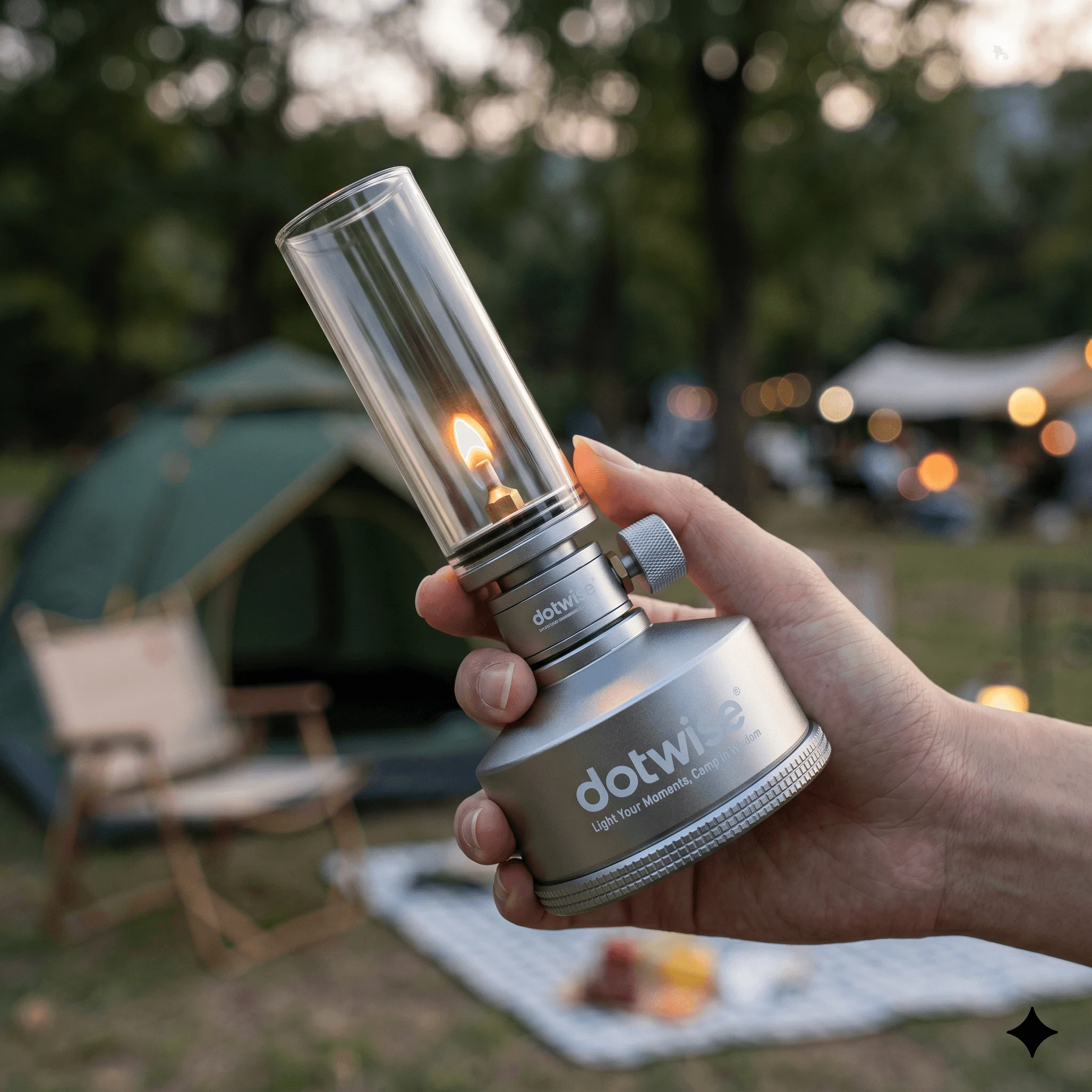 Campfire Cooking In Another World - Dotwise draagbare winddichte campinglantaarnset butaangaslicht buiten
