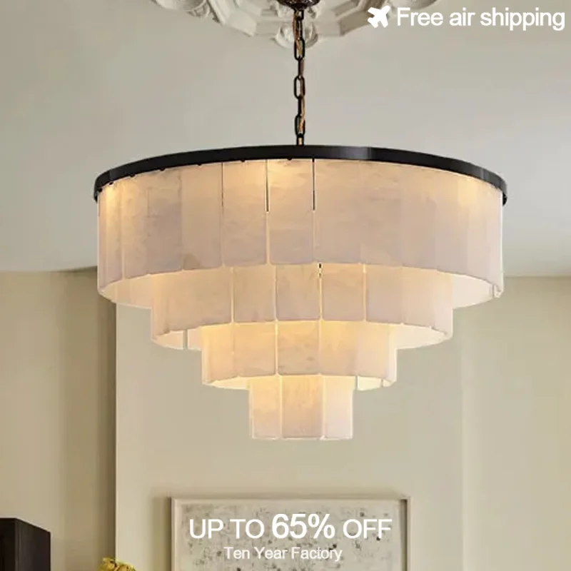 

Dimmable LED Marble Chandelier with Gold Finish Oblong Shape Hanging Ceiling Light for Dining Room and Living Room