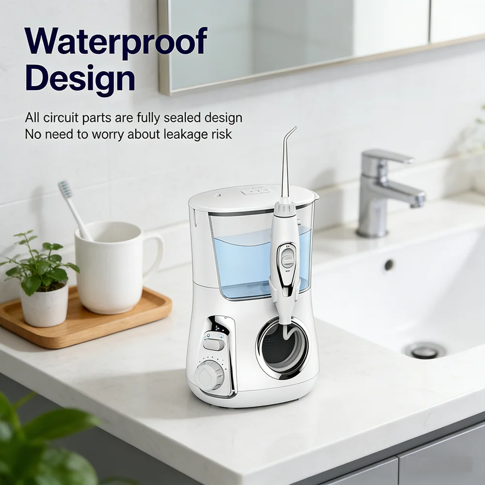 High-End Desktop Oral Irrigator Water Flosser, 5 Nozzles 10 Modes 800ML Tank Oral Water Therapy Fresh Breat