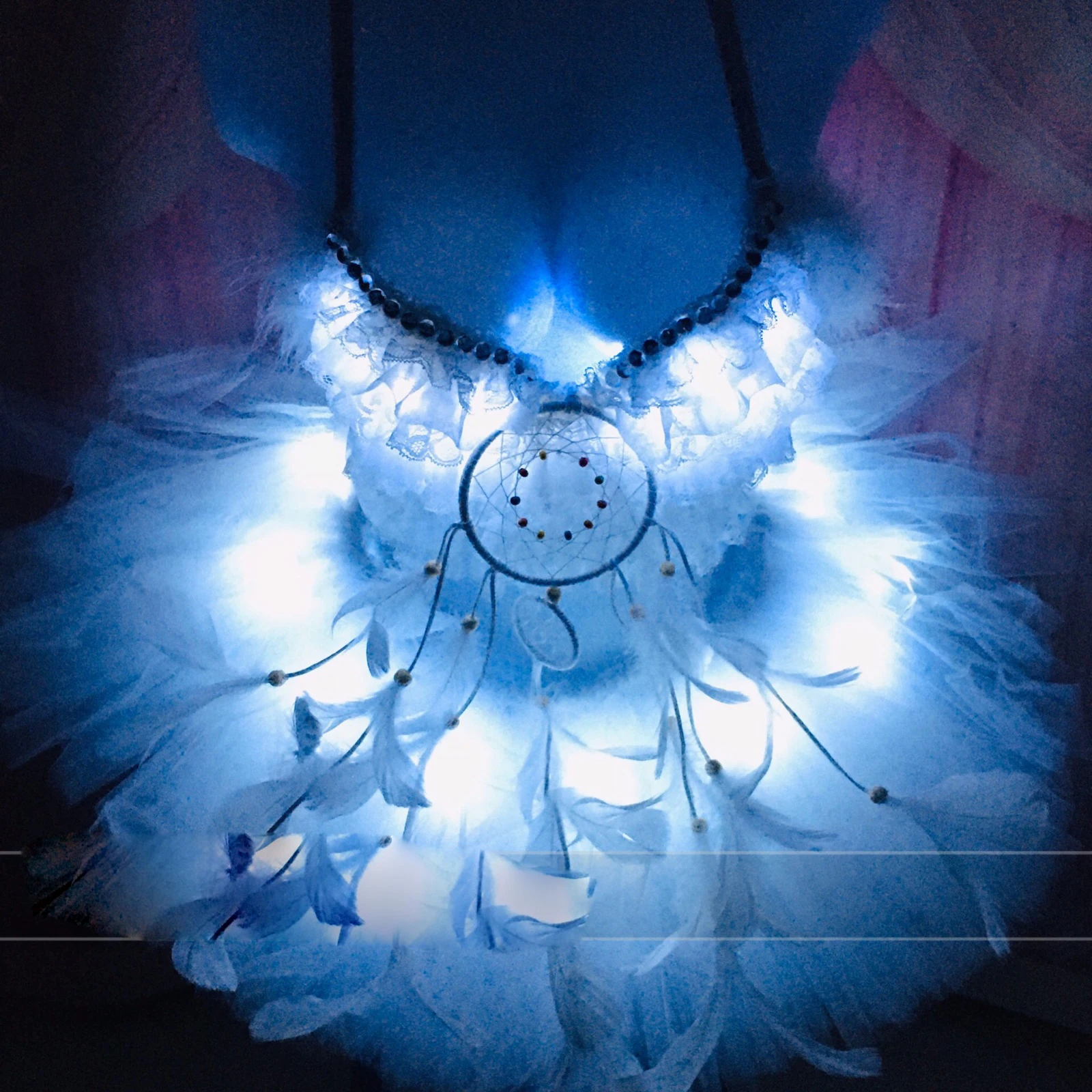 Sexy rave bra luminous dress bungee luminous skirt suit tassel feather bra led luxury costume Luminous skirt feather bra Set