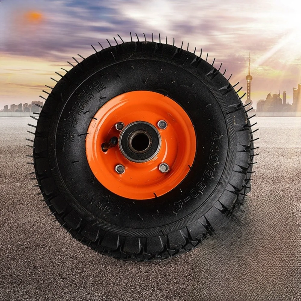 Thickened Rubber Pneumatic Wheels Wear-Resistant 10inch Inflatable Wheels Load Capacity 4.10-3.50-4 Trolley Tires Universal