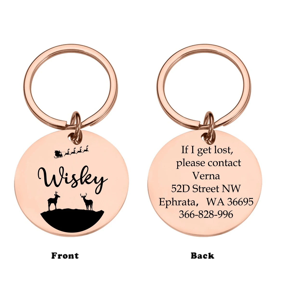 

1 pc pretty elk Customized Name Laser Engraving Pet Nameplate Engraved Record Tel Address For Pets