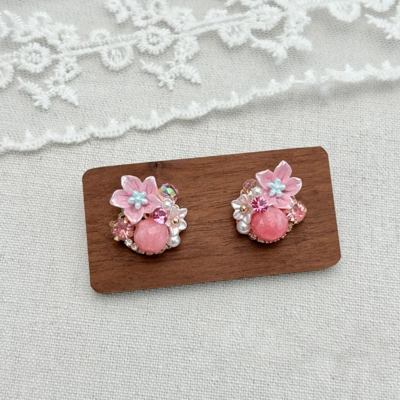 

Elegant Crystal Flower Earrings For Women Colorful Floral Series Stud Earrings Exquisite Earrings With Flowers Jewelry Wholesale