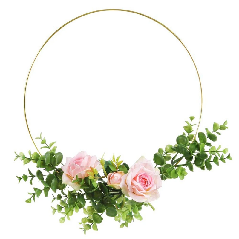 

Promotion! 15 Pack 14 Inch Large Metal Floral Hoop Wreath Macrame Gold Hoop Rings For DIY Wreath Decor