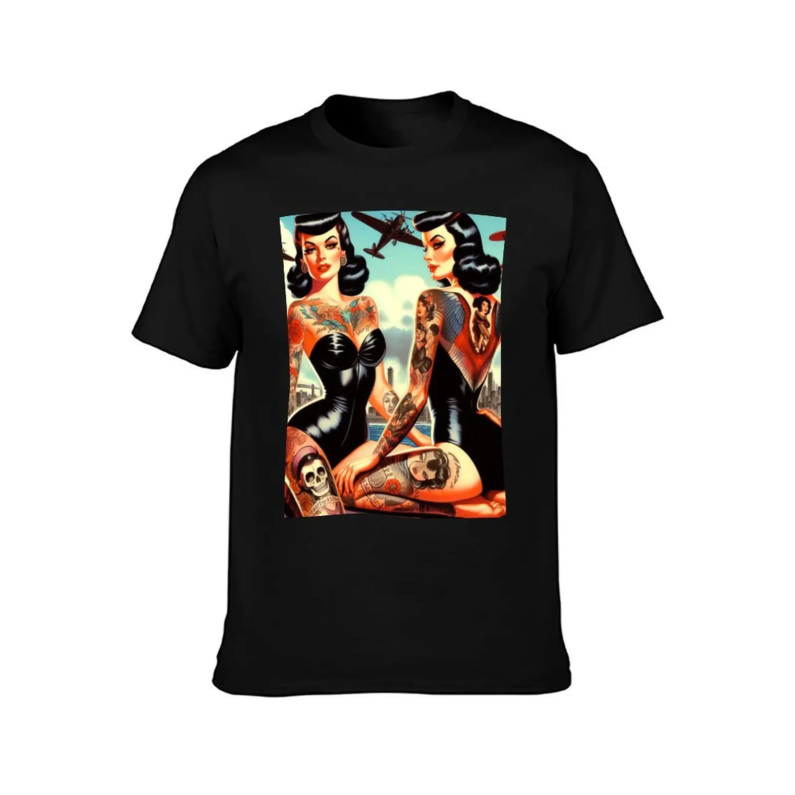 Hot Swimsuit Tattooed Pin-up T-Shirt man t shirt shirts graphic tee funny t shirts for men