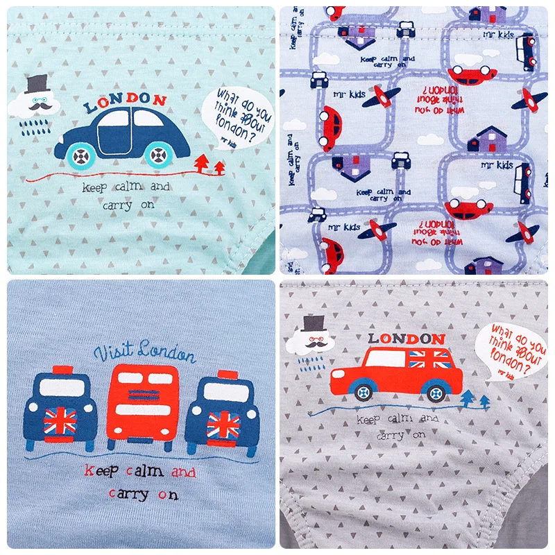 3-Pack Boys Triangle Underwear Cotton Briefs For School Kids Cars Bus Patterns Cartoon Children Panties Washable Breathable Soft - view 2