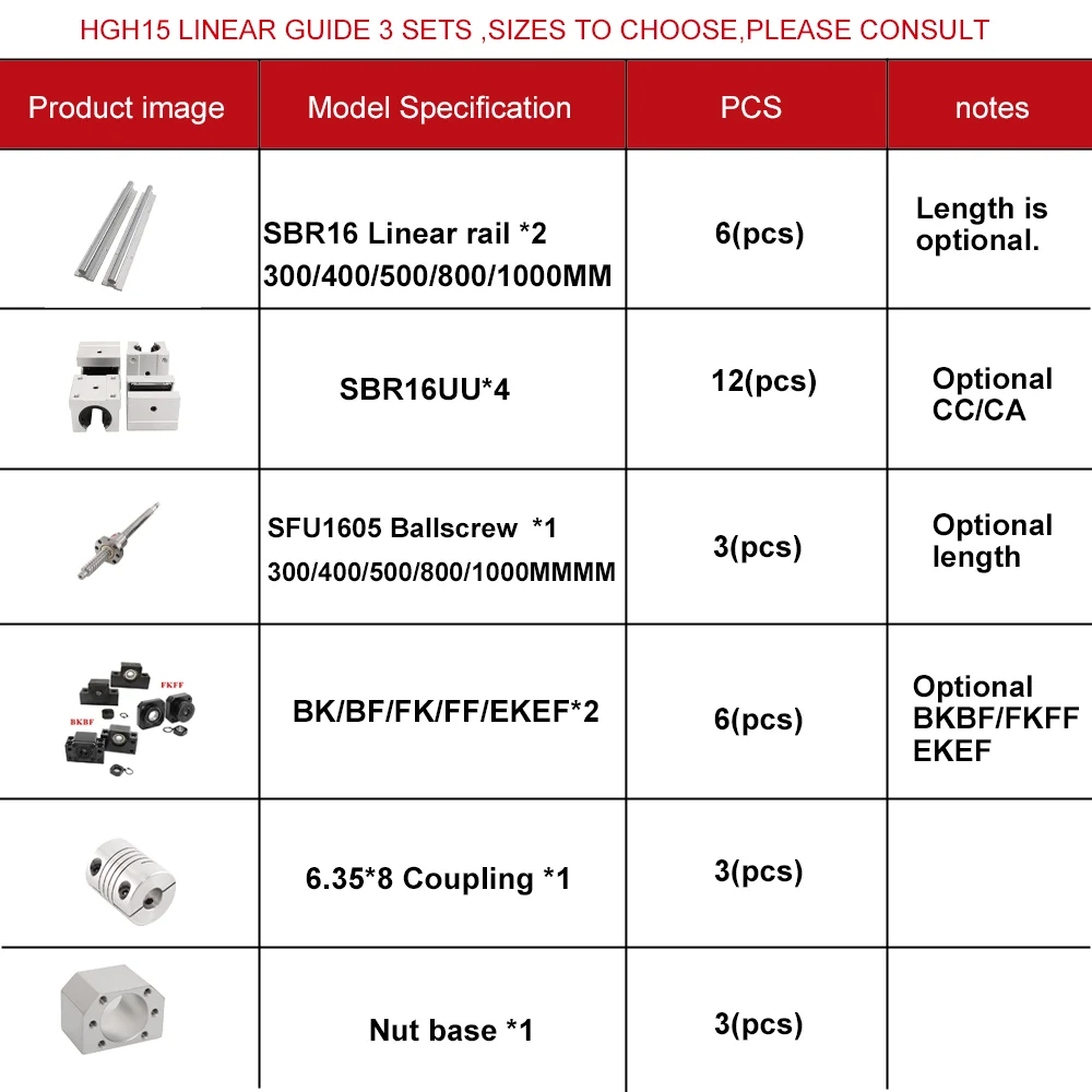 HANPOSE 3pcs Free Delivery on HGH15 Linear Guides Brand New Linear Guides Suitable for CNC Components