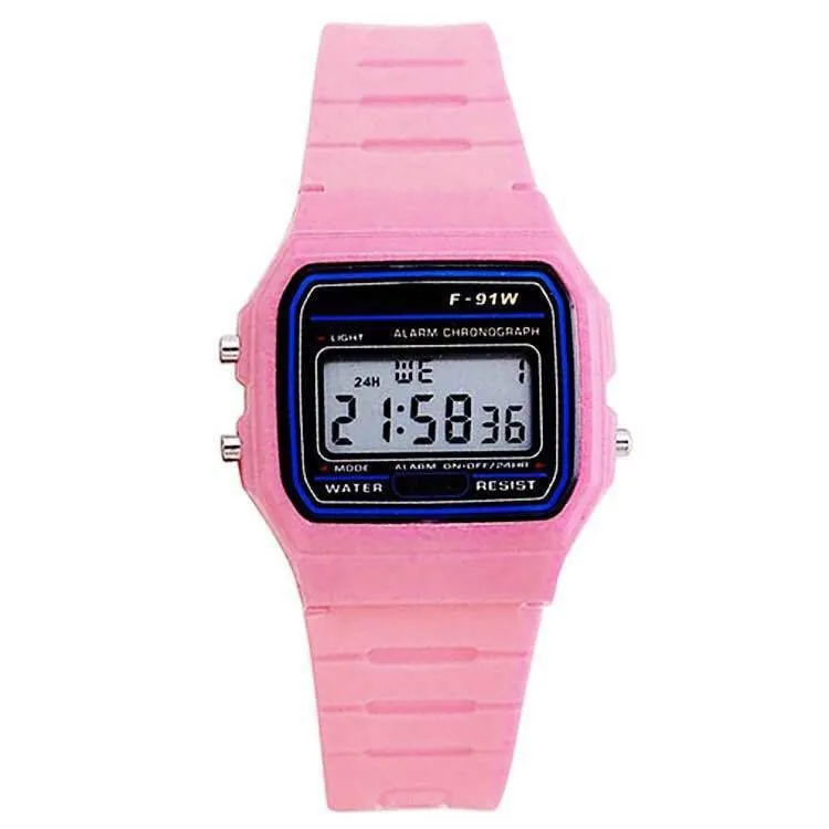 Luxury TOP Brand Ladies Watch Harajuku Silicone WR F91W LED Electronic Waterproof Multifunction Square Digital Watches For Women