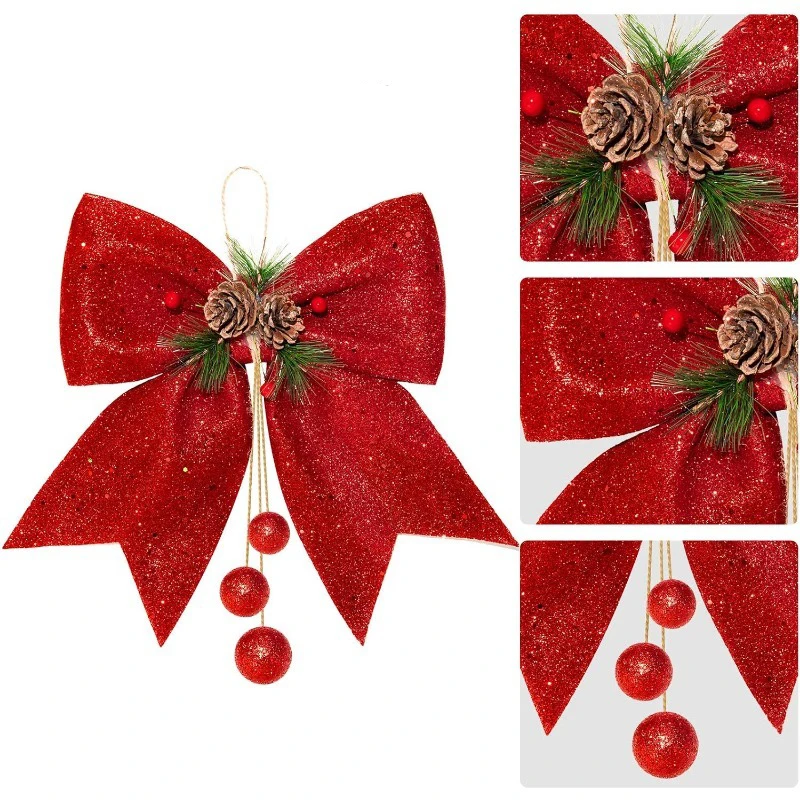 30cm Red Bow Christmas Decorations Xmas Tree Pendant Ornament for Home Decor Navidad New Year Party 2025 DIY Gift Accessories