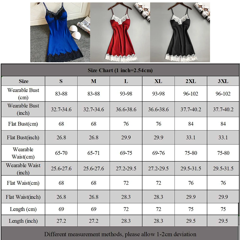 Nightgown Women Gown Sleepdress Sexy Lace Nighty Robe Spaghetti Strap Sleepwear Summer Silk Satin Nightdress Loungewear
