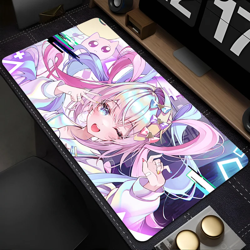 Pixel Anime Girl Large Size Non-slip Rubber Mouse Pad XXL Computer Gaming Accessories Keyboard Desktop Decorate Mat for Offices