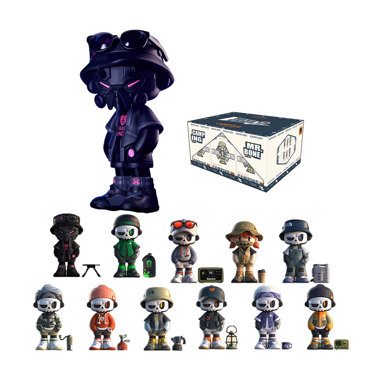 HIPLAY MR.BONE Fourth Generation Camping Mask Set Box Blind Box Figure