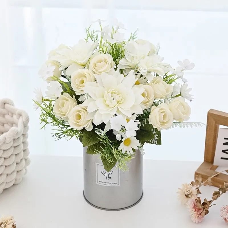 1/5PCS Dahlie Kleine Rosen Kombination Künstliche Blumen Festival Girlande Hochzeit Hause Balkon Dekoration Fotografie Requisiten Diy – Detail 10