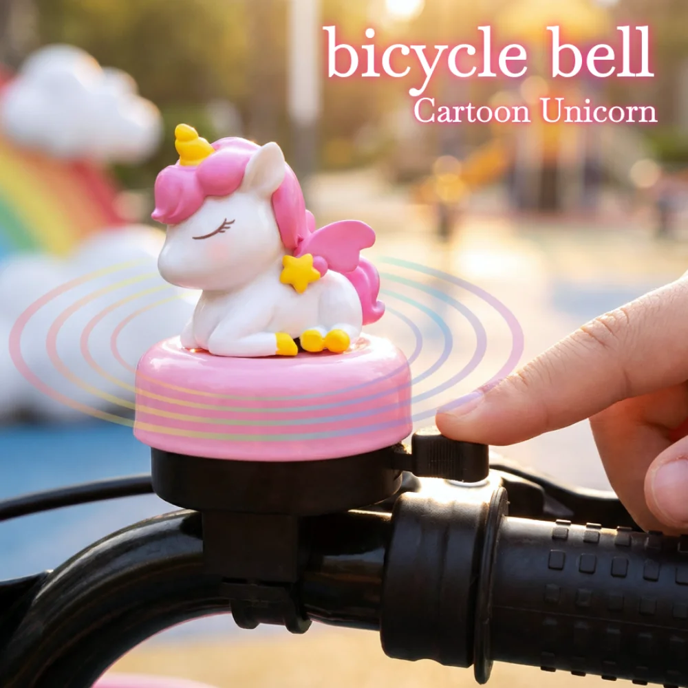 Cartoon-Einhorn-Fahrradklingel mit lautem Klang, universeller Typ, niedliche, schöne Klingel für Laufräder, Roller, Schreibtischdekoration, für den Außenbereich – Detail 1