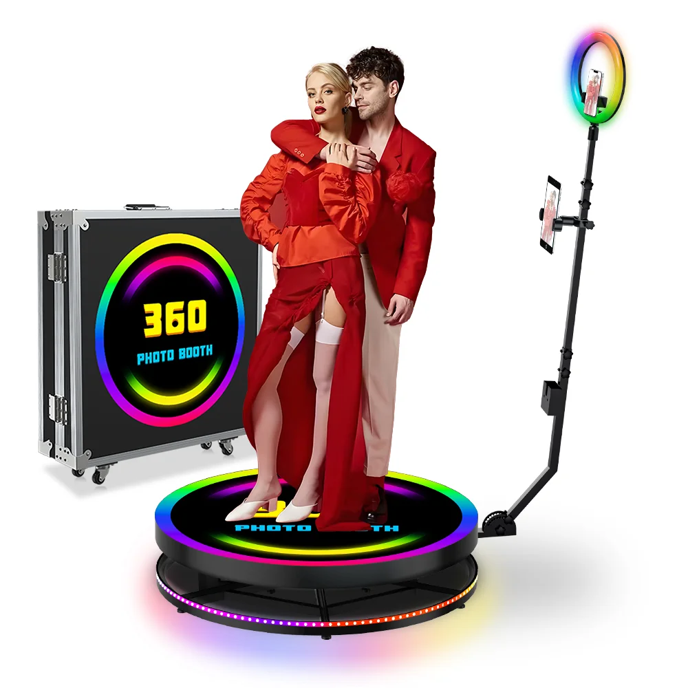 

Selfie 360 Photo Booth Camera Machine With Flight Case Automatic Rotation 360 Photo Booth Video for 1-7people Wedding Birthday