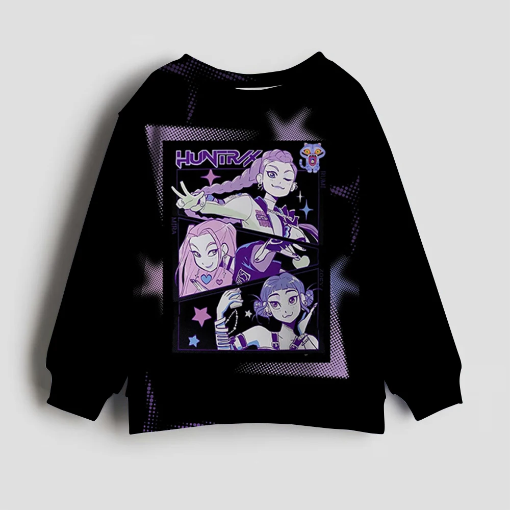 90s Y2k Huntrix هوديي مانغا الاطفال Kpop شيطان الصيادين الفيلم المشجعين هدية الأطفال البلوز لطيف النمر هودي للبنين بنات