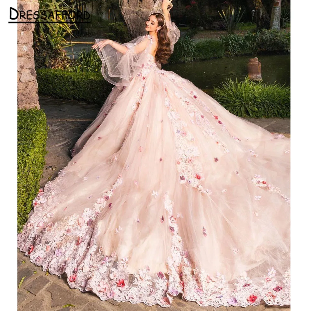 Rosa quinceanera vestidos de festa elegante applique rendas vestido de baile de noite para as mulheres tule beading 2023 vestido de baile