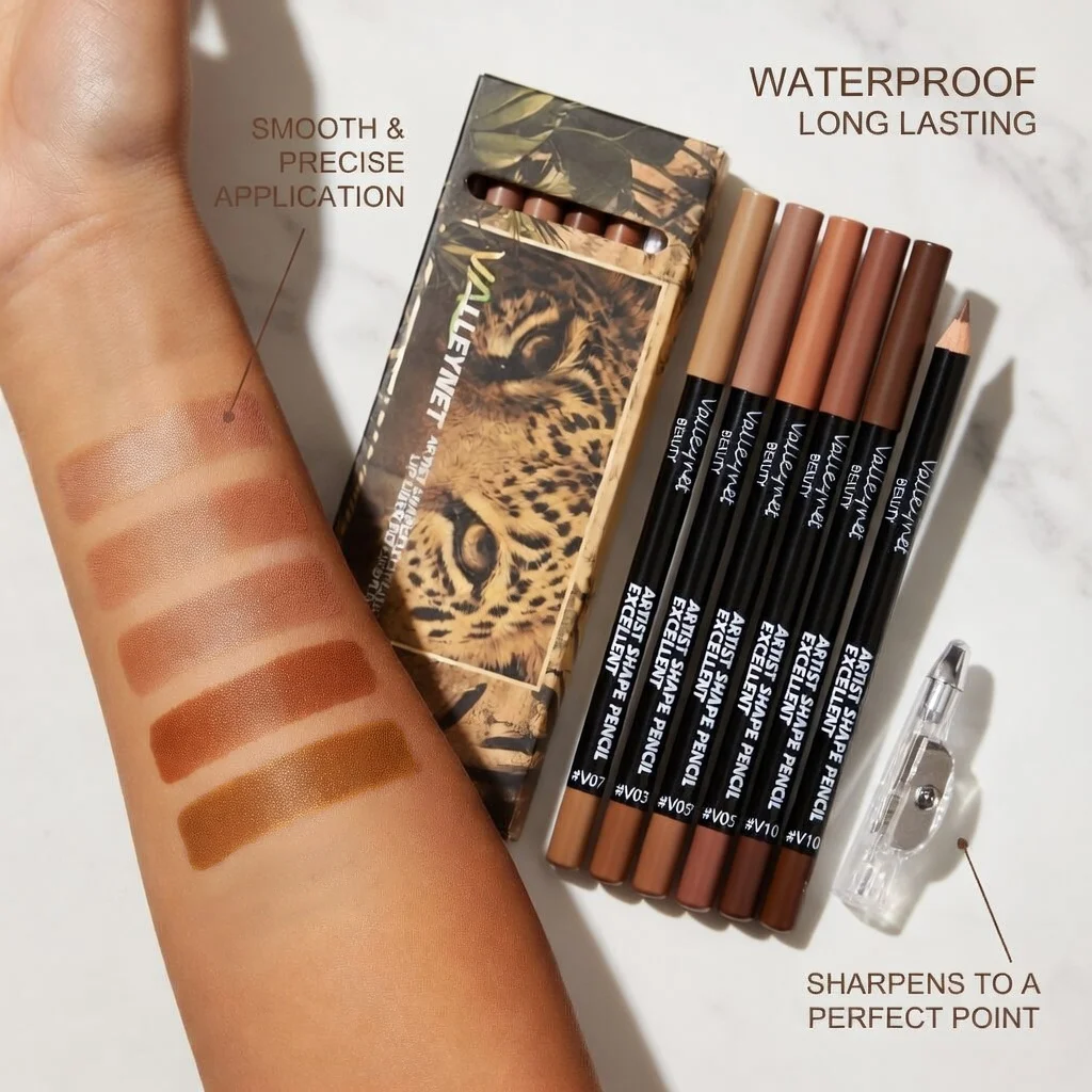 6PCS/SET Lip Makeup:5 Matte Lip Liners+1 Pen Sharpener,Long-Lasting, Silky Texture, Easy Application, Ideal For Daily Makeup
