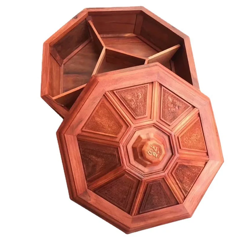 

Big red rosewood, fruit plate, solid wood, Chinese style, retro, wedding, candy box, compartment