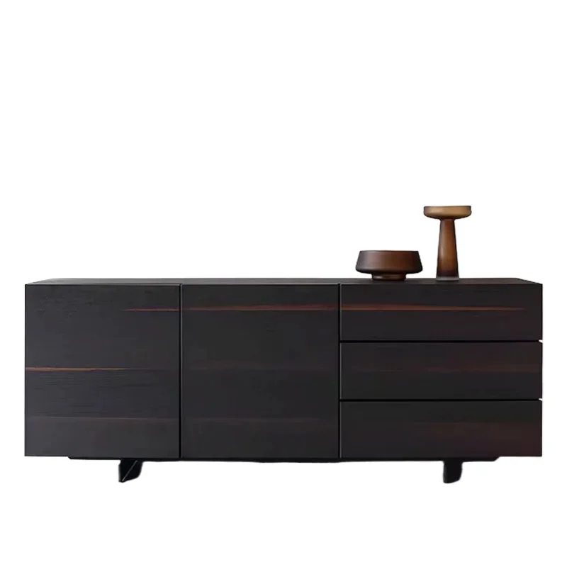 

Modern simple smoky color dining side cabinet high-end Italian light luxury wall storage cabinet sofa back cabinet storage