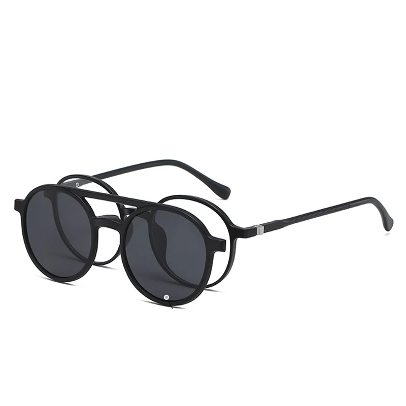 

2306 New Retro Set Of Sunglasses Women Pilot Magnetic Clip Sun Glasses TR Round Frame Prescriptio -0.5 -1.0 -2 to -6