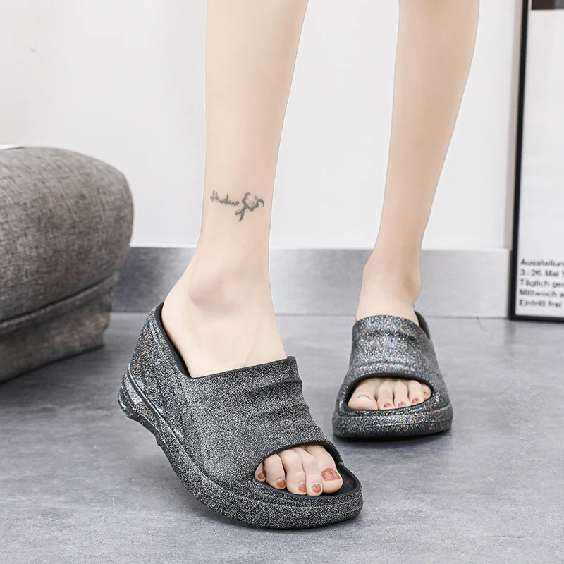 Women\'s Summer Slippers Sandals Platform Thick EVA Bathroom Non-Slip Slides Fashion Flip Flops Soft Casual Shoes For Female