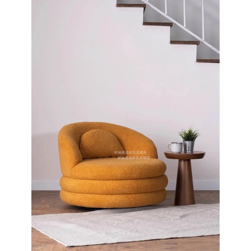 Customization Nordic designer shearling single armchair creative rotatable single sofa living room beauty salon lounge chair