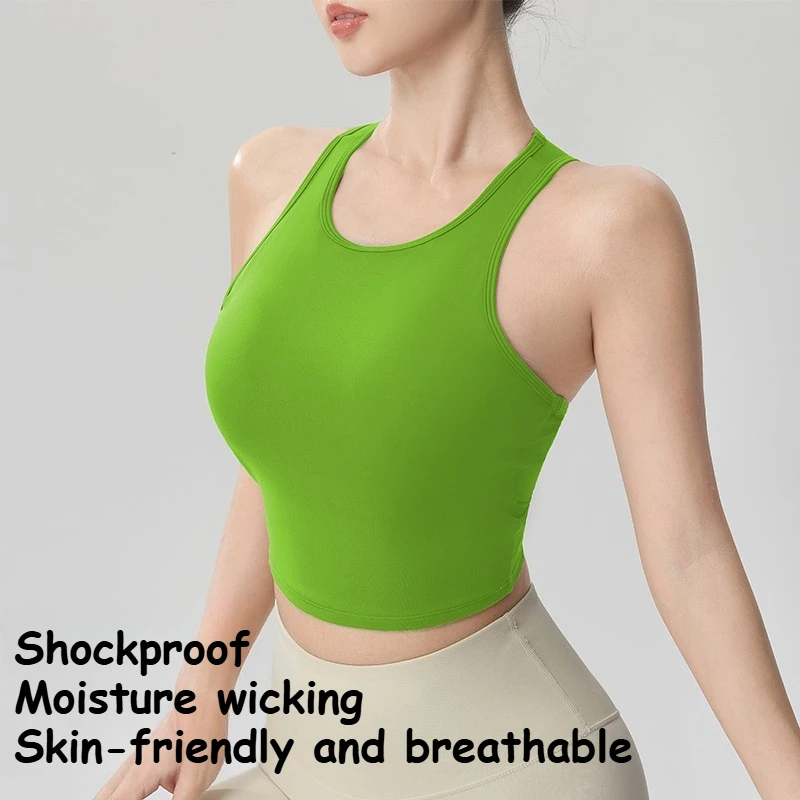 Integrated Fixed Chest Pad Running Vest Quick Dry Moisture Wicking Yoga Pilates Fitness Training Sports Vest Slim Fit Curve Vest 3