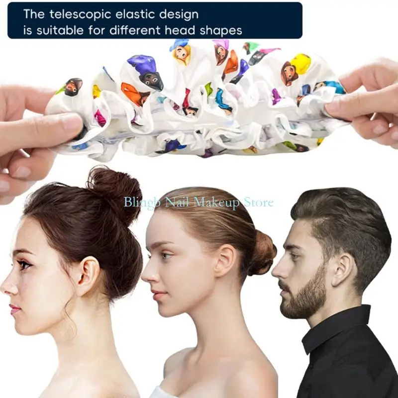 28TA Reusable Waterproof Shower Cap Soft Fabric Dry Hair Hat Comfortable Daily Use view 4