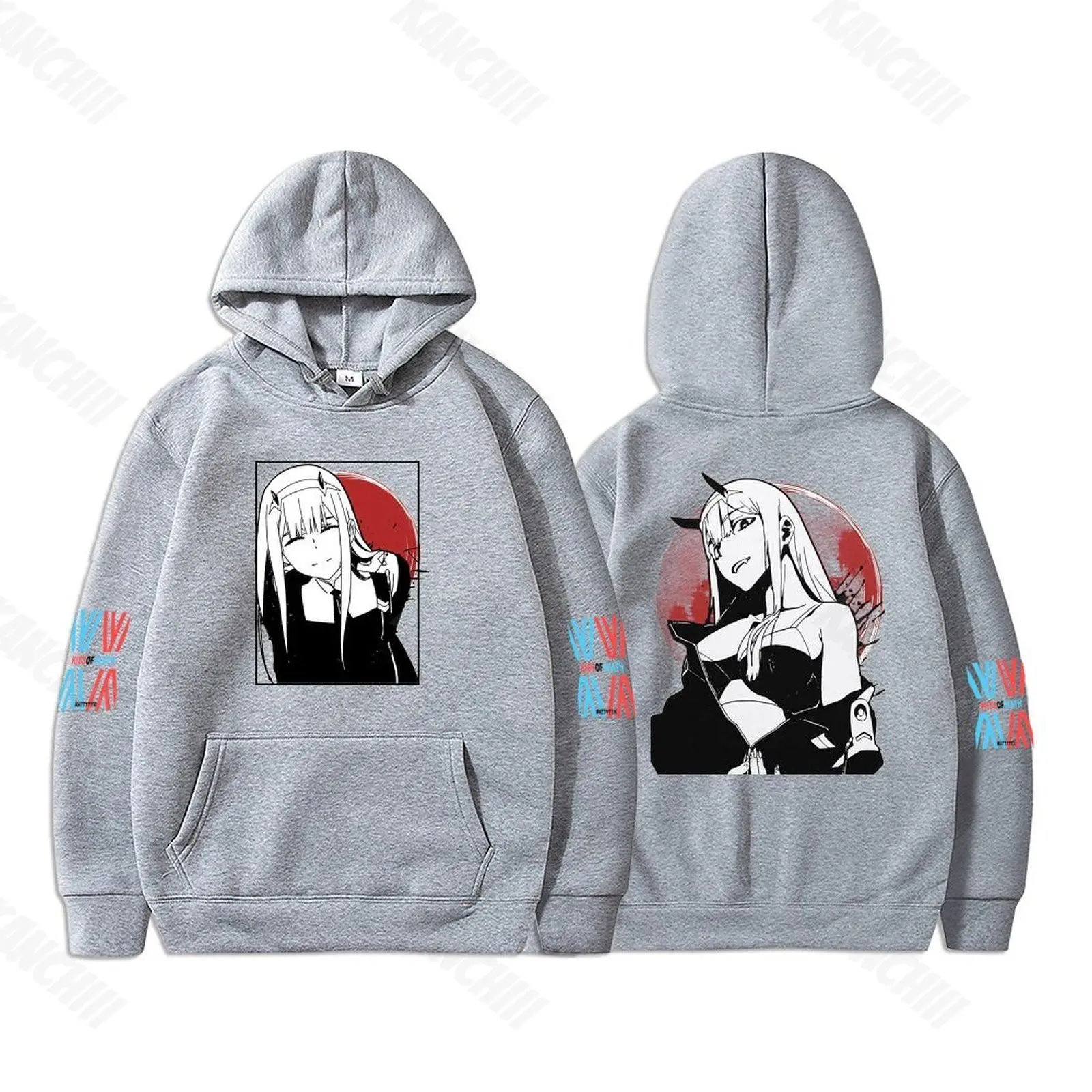 Hot Anime DARLING in the FRANXX Men Women Hoodies Zero Two Graphic Print Hooded Plus Size Sweatshirt Harajuku Unisex Pullover