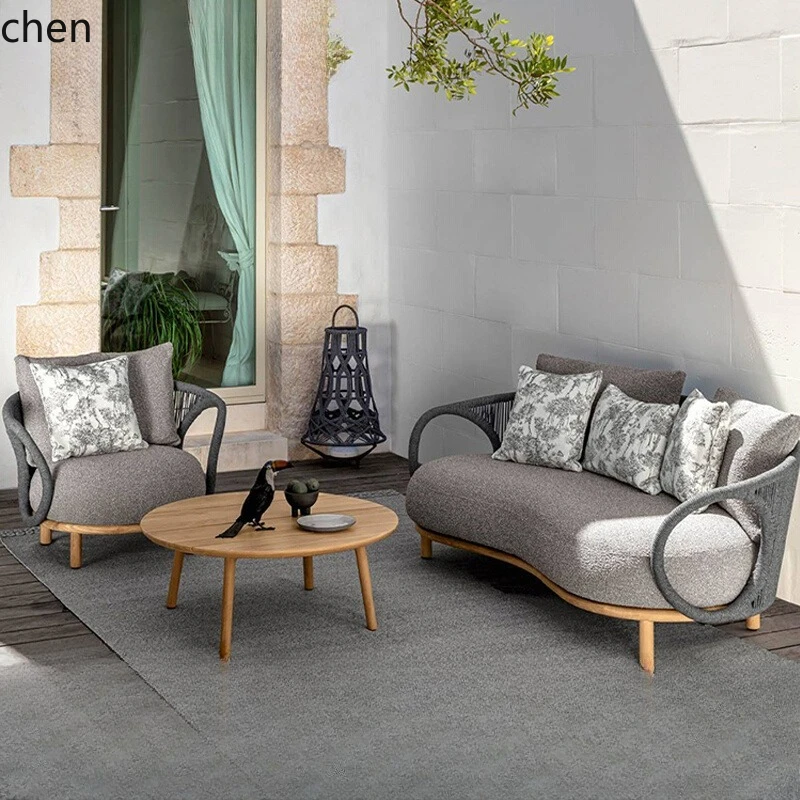 outdoor combination outdoor single rattan table and chair courtyard garden villa open-air villa hotel furniture