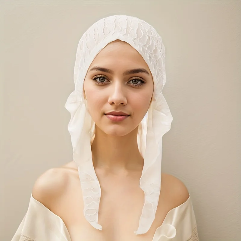 Middle Eastern Women's Solid Color Pleated Pullover Hat Curved Design Comfortable Versatile Hair Concealing Airplane Cap Fashion Simple Daily Headscarf