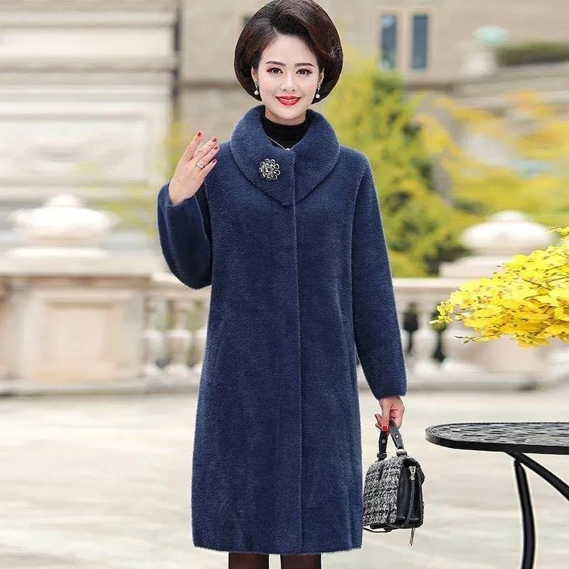 

2023 New Mink Fur Coat Women's Long Ticken Warm Fur Jacket Coat Mother Clothing Autumn Winter Large size Mink Fur Parkas Jackets