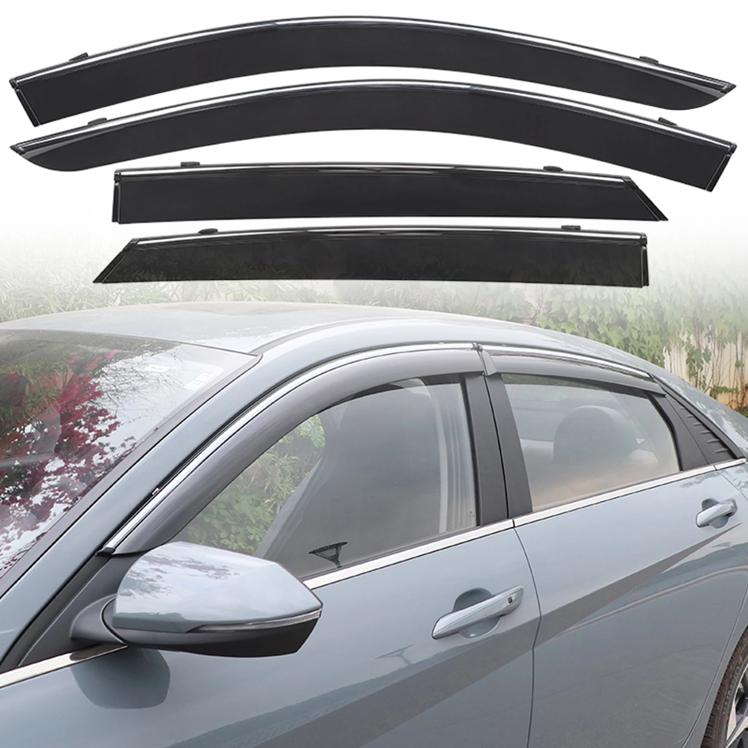 For Hyundai Elantra (CN7) 2021 2022 2023 2024 Exterior Window Visors Rain Sun Deflector Visor Guard Cover 4pcs