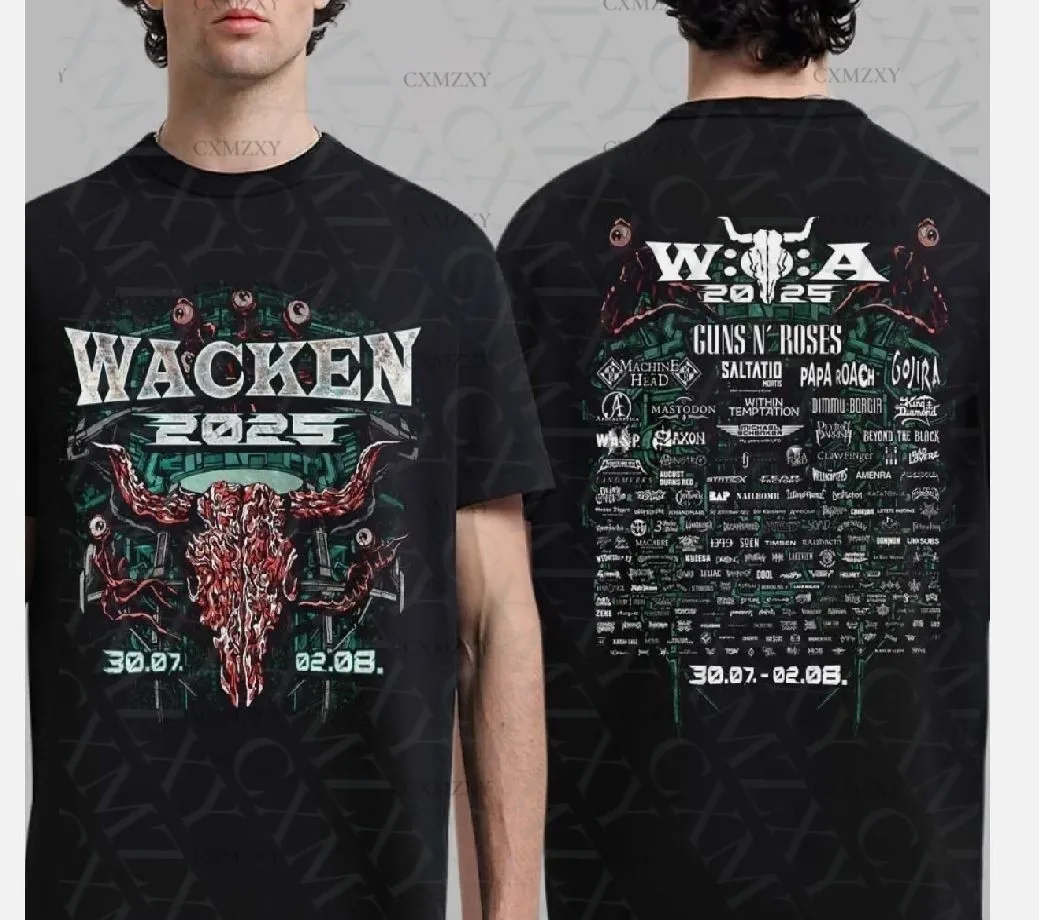 

Wacken Open Air 2025 Festival From July 30 To August 2 Roses Two Sided 100% Cotton T-Shirt